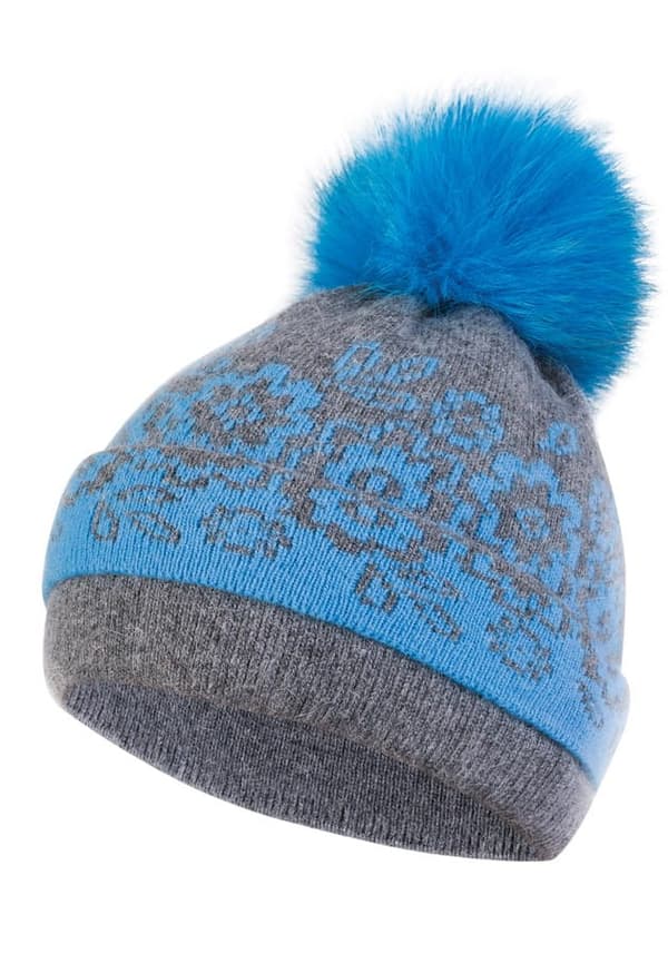LESSIE-POMPON FOX damhatt med naturlig pompom, turkos