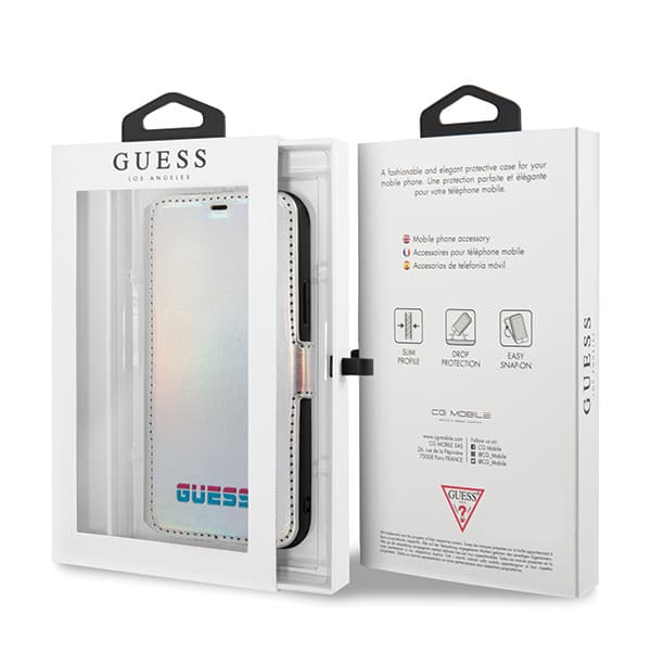 Guess Book Iridescent flip-cover til iPhone 11 Pro Max, sølv