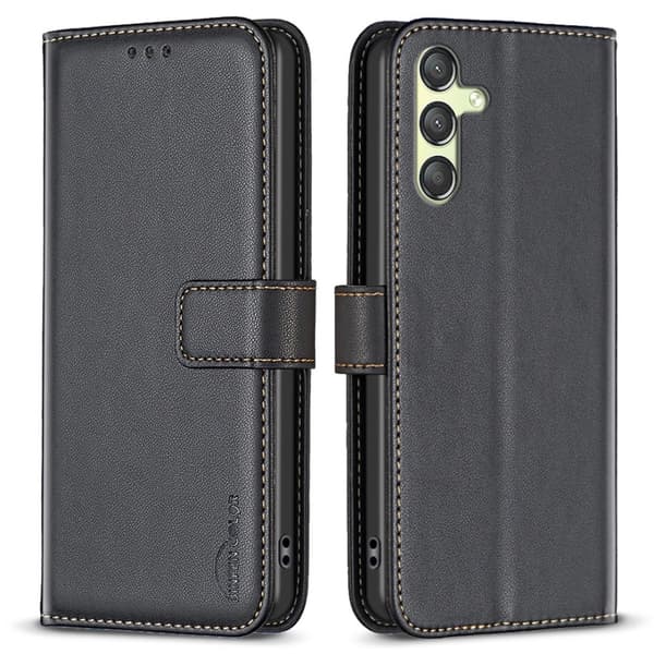 Flip-etui til Samsung Galaxy A25 5G, BINFEN pung, sort + 9H glas