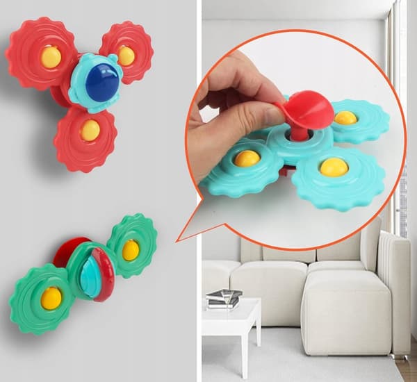 [pakke][1] Sæt med 3 spinner-bideringe med sugekopper U974