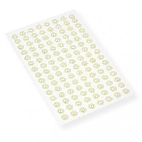 Selvklæbende perler hvide 8mm