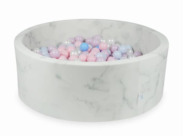Tør pool 110x40 marmor med 500 bolde: lyserød, lyserød perle, lyseblå perle, lyseblå, perle