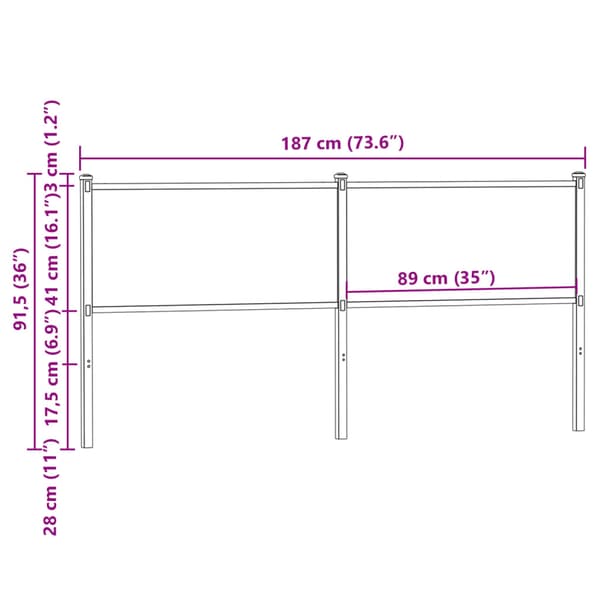 vidaXL sengegavl i brunt egetræ 180 cm