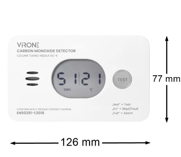 Trådlös kolmonoxidsensor, fuktighetssensor, 10 års batterier