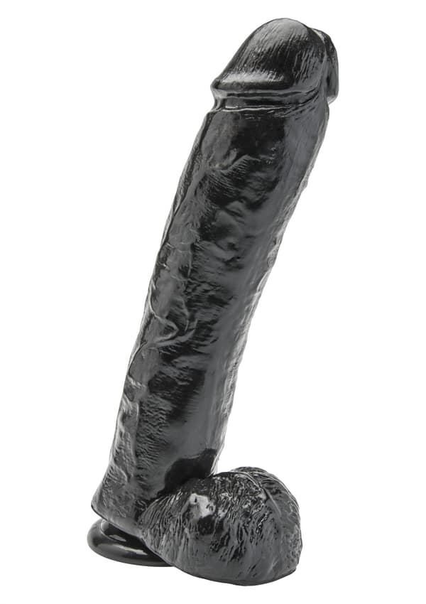 Dildo 11 tommer med nosser, sort