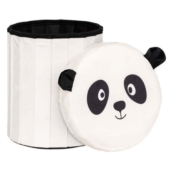 Sammenklappelig puf med låg, hvid Panda