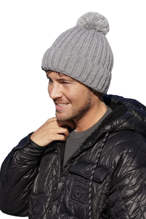 Jack - lysegrå herrehat, stribe, manchet og pompon