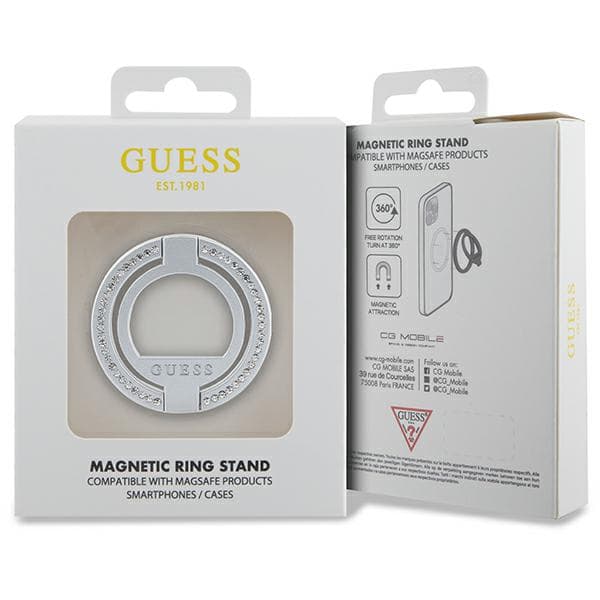 Guess MagSafe Ringställ Strass Telefonhållare/Ring, Silver