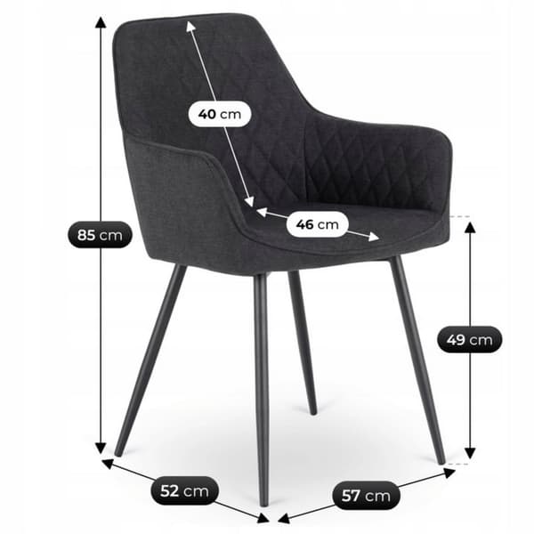 BRESSO 2 Sort Moderne Loft Polstret Spisebordsstol