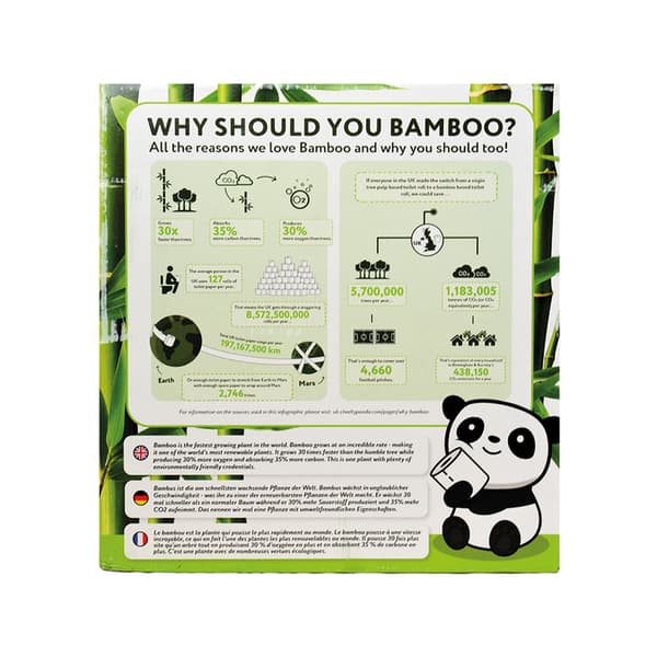 Den fräcka pandan 48 rullar 100 % hypoallergent toalettpapper i bambu