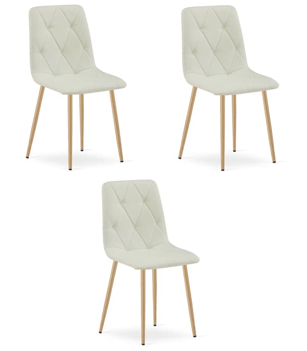 LIBRA stol - beige stof / træfarvede ben x 3