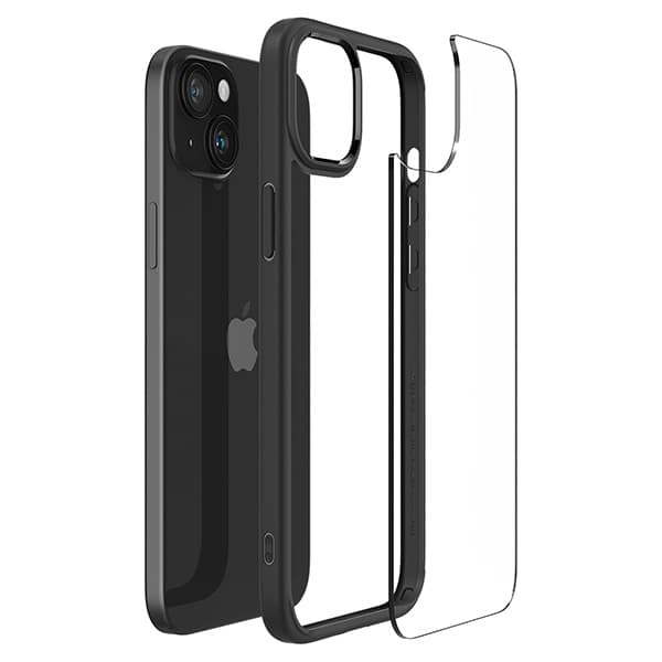 Spigen Ultra Hybrid-cover til iPhone 15 Plus, klart og sort