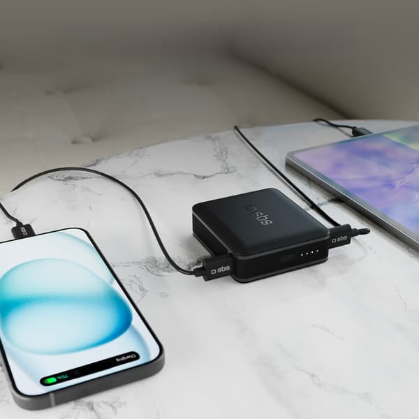 Powerbank 10000 mAh strømforsyning - sort