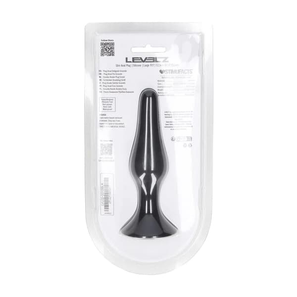 Smal silikon analplugg - L - Svart