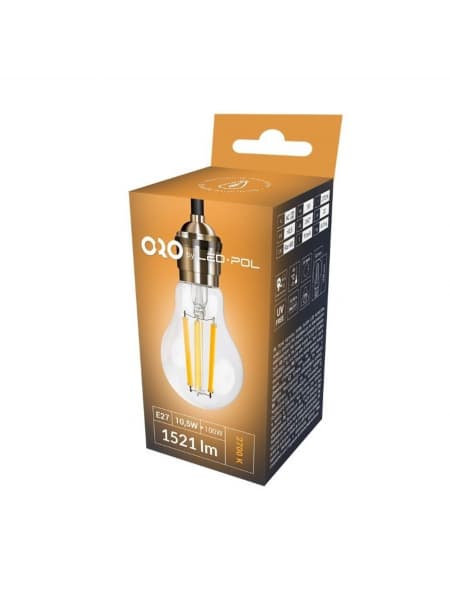 LED-lamppu ORO-E27-A60-FL-CLARO-10.5W-WW, 2700K