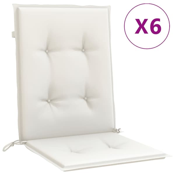 vidaXL Lågryggsdynor, 6 st, Krämmelerad