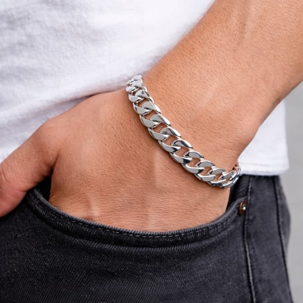 SILVER Herrarmband 8 mm TJOCKT SILVER 925 Armor Armband