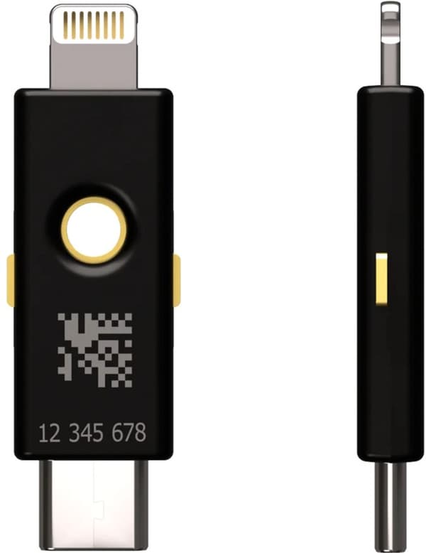 Yubico 5Ci USB-C + Lightning musta turva-avain