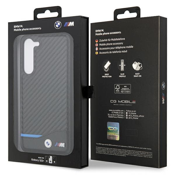BMW Læderetui i Carbon til Galaxy S23+, Sort
