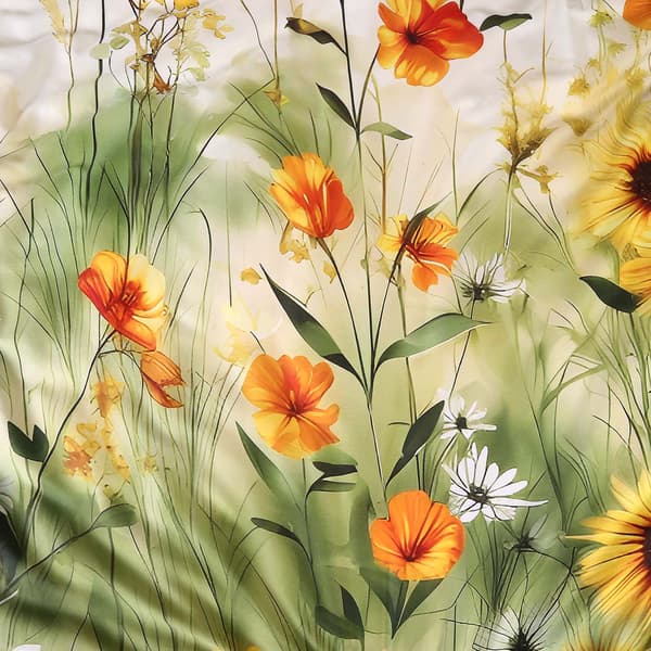 Bäddset 180x200 SATIN BOMULL digitaltryck blommor solrosor