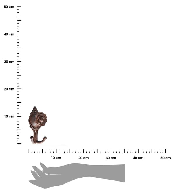 Rustiikkinen ruusukuvioinen valurautakahva 13,9 cm