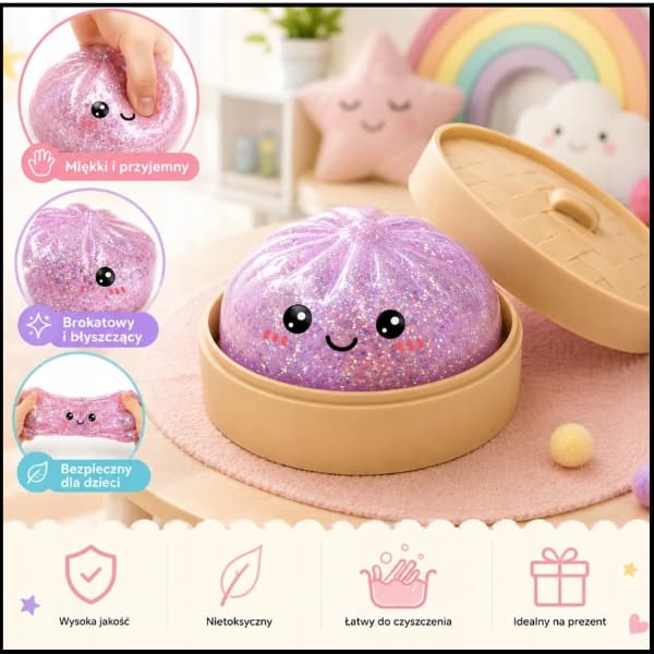 Anti-stress glitter dumpling i en ask DUMPLING MYSTERY SQUEEZE