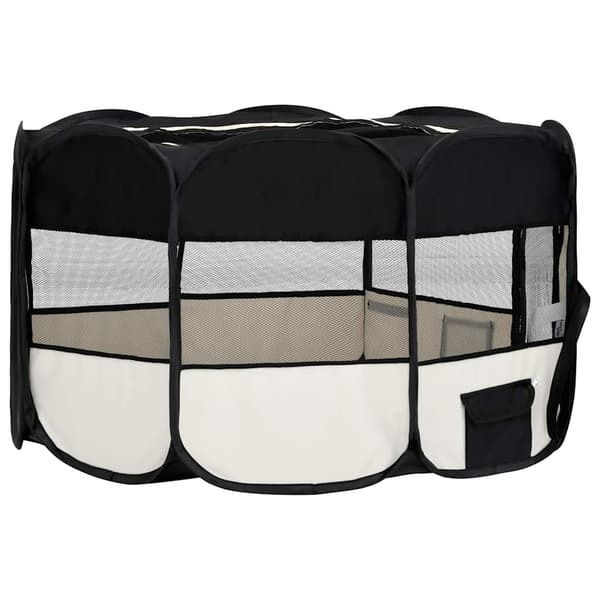 vidaXL foldbart hundebur med bærepose sort 145x145x61 cm