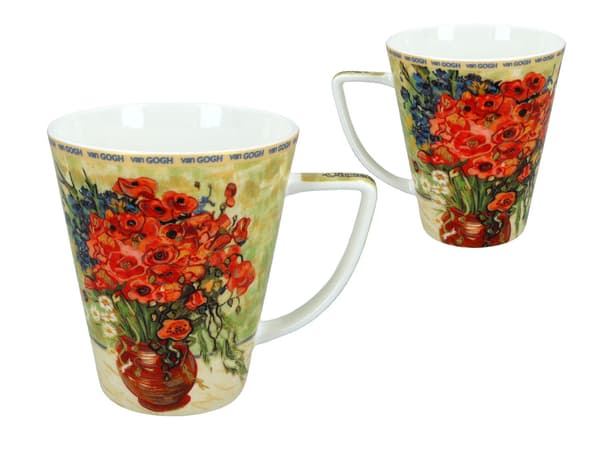 Carmani, set för två: kopp + mugg - VAN Gogh/Röda vallmo och prästkragar