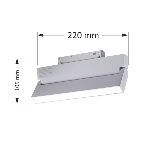 Justerbar hvid lineær spotlight 12W 3CCT Type A til magnetiske skinner SMART TRACK 48VDC