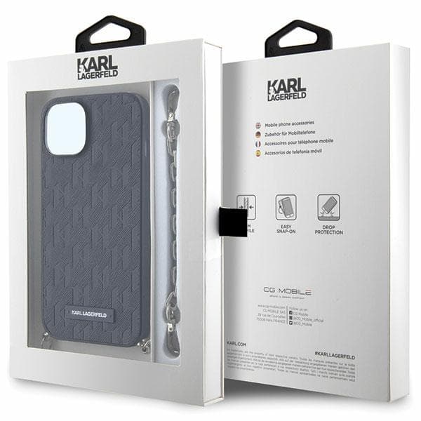 Karl Lagerfeld Saffiano Monogram Chain-etui til iPhone 14, Sort