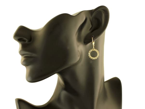 333 8k guld hængepynt øreringe, engelske ringe, elegante åbninger, dame