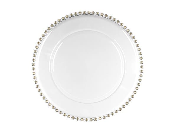 Transparent perleunderplade, diameter ca. 32 cm