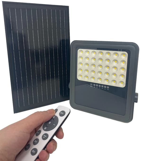 LED-halogenstrålkastare med solpanel 200W neutral IP65 Ecolight