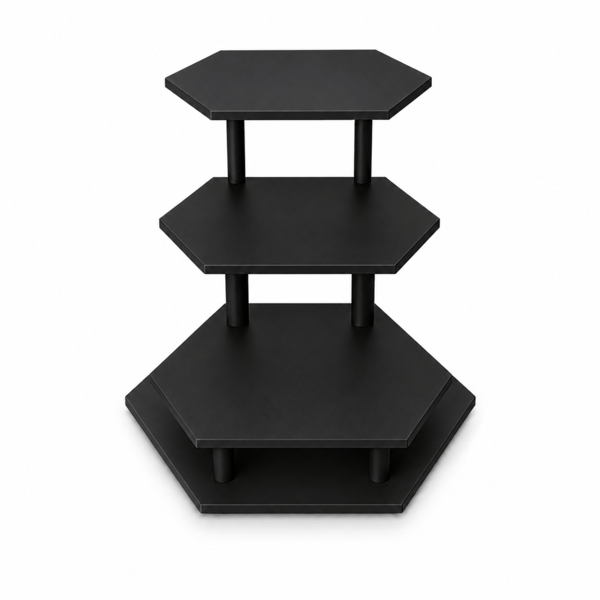 Dekorativ organizer, 3-etagers, sort, displayhylde