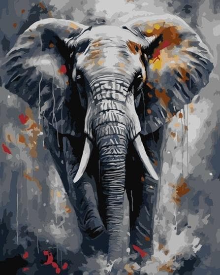 Maleri efter tal - Majestætisk elefant 40x50cm