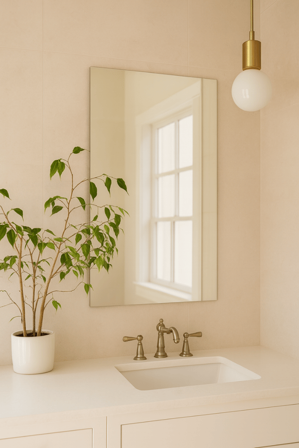 KLASSISK REKTANGULÄR BADRUMSPEGEL 100x90 - UTAN RAM