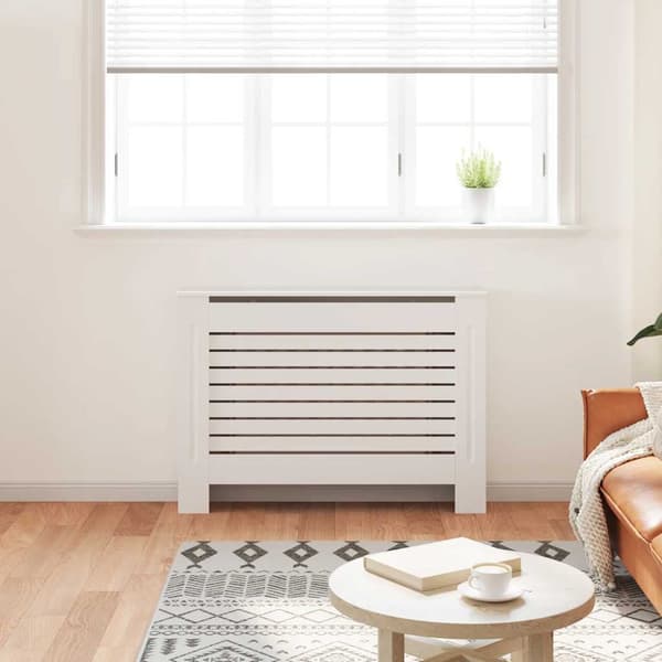 vidaXL Radiatorskydd vit 112x19x81,5 cm MDF