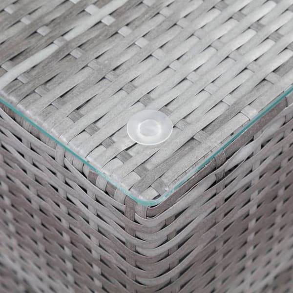vidaXL sideborde, sæt med 3, glasplader, grå, polyrattan