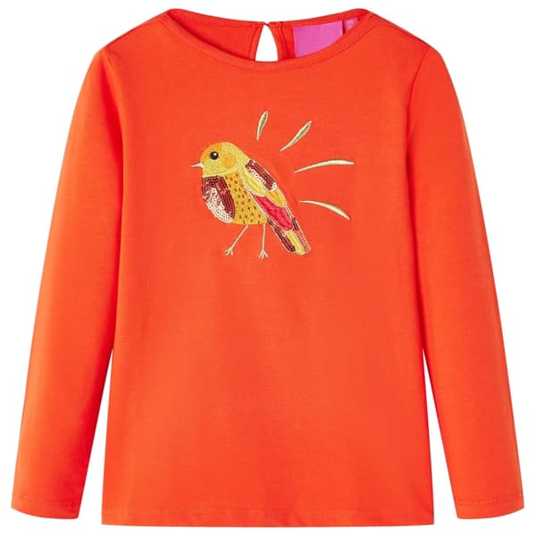 Barn långärmad T-shirt, mörkorange, 92