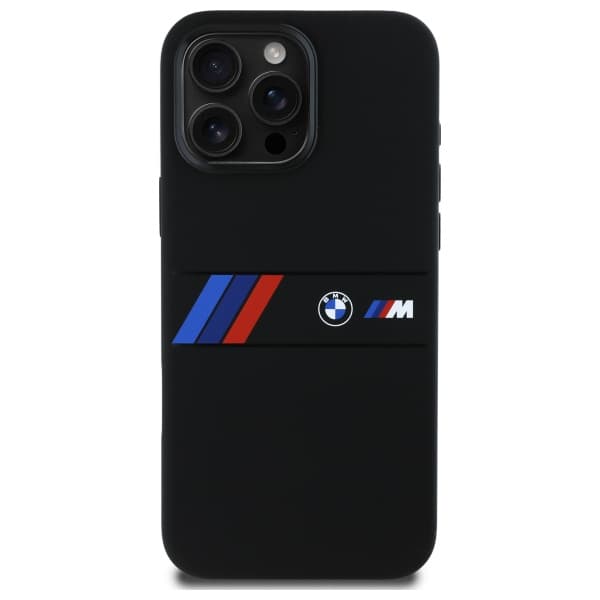 BMW Silikone Midterstribe MagSafe-cover til iPhone 16 Pro Max, Sort