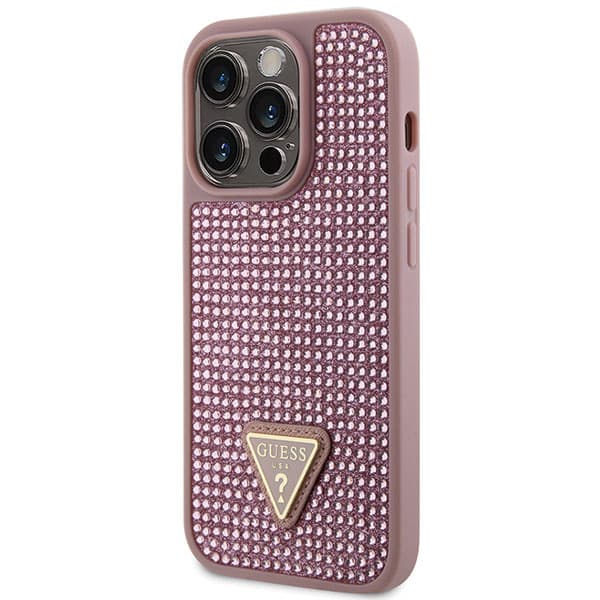 Guess Strass Triangelfodral till iPhone 14 Pro, Rosa