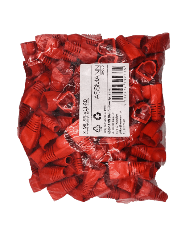 RJ45-kontaktskärmar, röda, 100-pack.