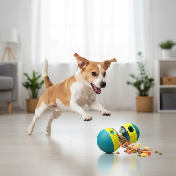 Interaktiv godbidsdispenser til hunde, der bremser ned