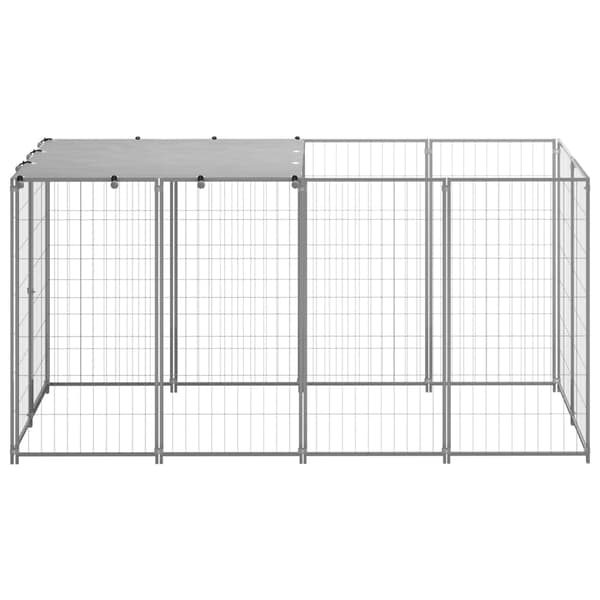 vidaXL Hundbur silver 2,42 m² stål