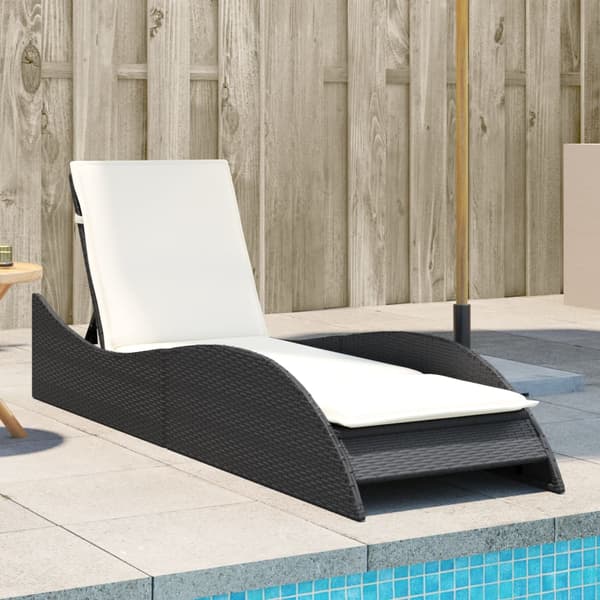 vidaXL dagseng med hynde, sort, 60x205x73 cm, polyrattan