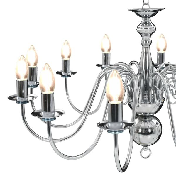 vidaXL Ljuskrona, Silver, 12 E14-lampor