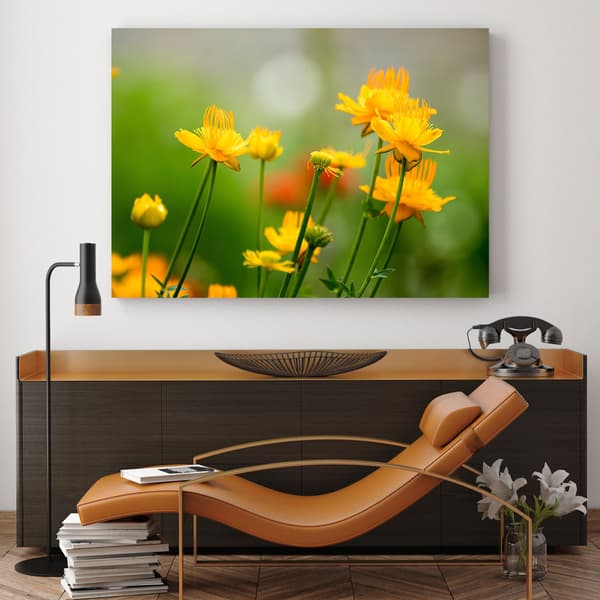 Canvastavla Botanik Gula blommor 40x30 cm