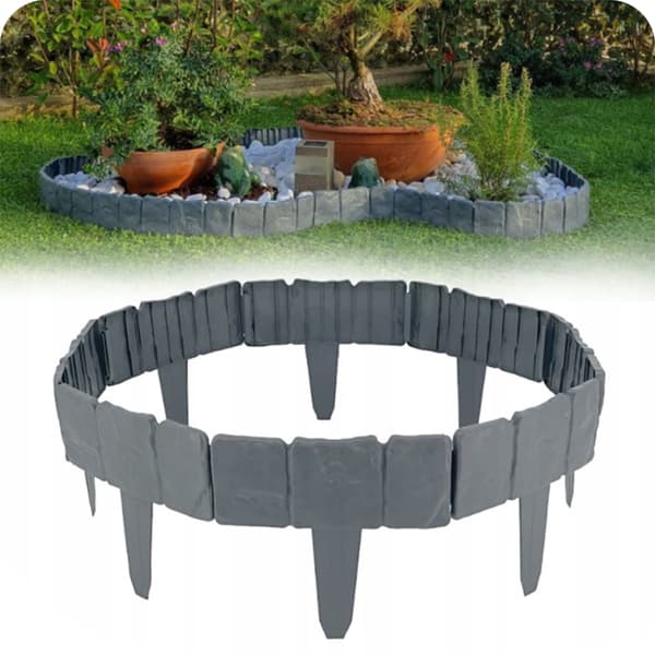 Havepalisade græsplæne havekant 250 x 23 cm grå stenhegn