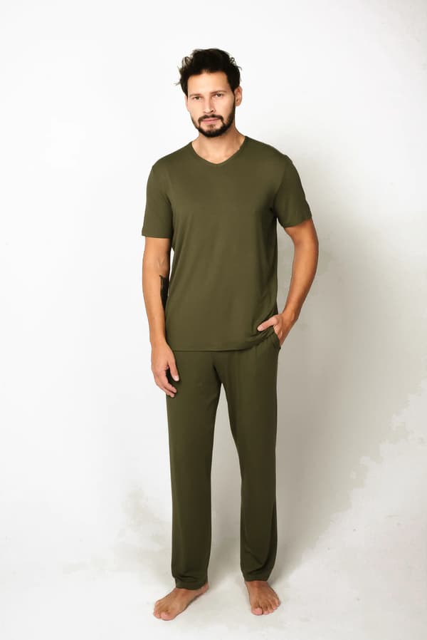 Dallas herrpyjamas kortärmad, långbyxor S