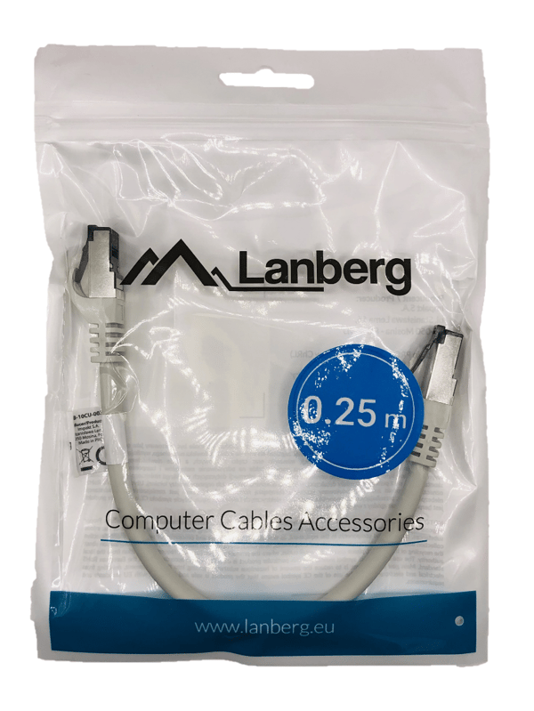 0,25 m harmaa SFTP RJ45 Cat.8.1 LAN-kaapeli
